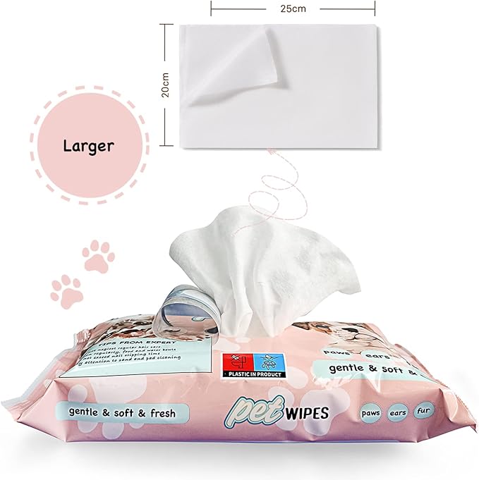 L&L LONG LIFE Dog Wipes XXL Size 8x12 inch Cat Cleaning Wipes, Extra Sticky Dog and Cat Lint Remover for Pet Hair Removal