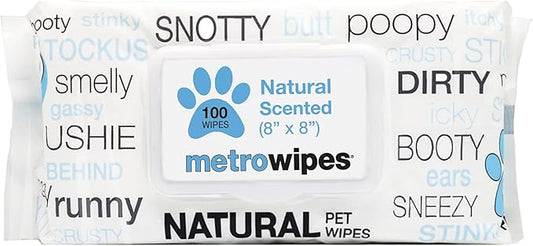 MetroPaws Unscented Dog Wipes, 100 Extra Large & Thick Cleaning Wipes Ideal for Cats and Dogs, for Paws, Butt, Ears and Eyes