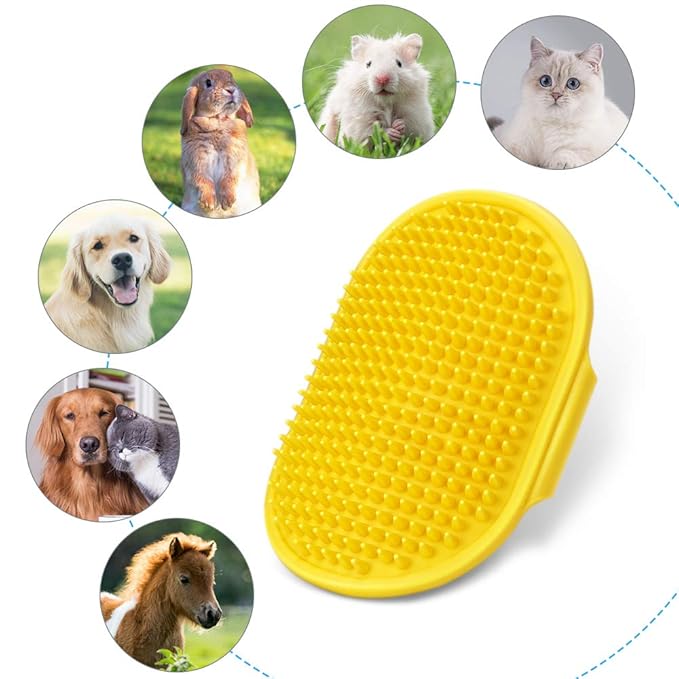 Dog Grooming Brush, 2 Pack Pet Shampoo Bath Brushes with Adjustable Handle for Massage Shedding Long Short Haired Large Medium Small Dogs Puppy Cats (Blue and Yellow)