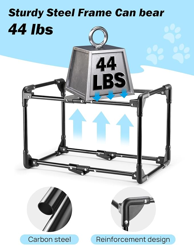 JOYTUTUS Collapsible Dog Crate, 26 Inch Portable Pet Crate for Car, Travel Dog Kennel Foldable Dog Crate for Medium Dog 44lbs, Soft Cat Carrier Fit for Indoor & Outdoor/Car Back Seat/Trunk (Blue)