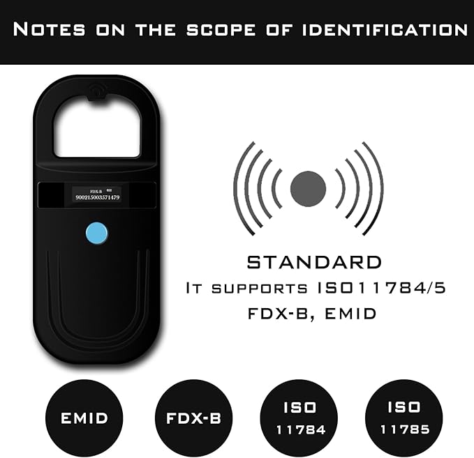 Smoostart Microchip Scanner, 1000 Records Increased Huge Data Storage Upload to PC, Scanning Distance and Speed Increase, Only Compatible with FDX-B/EMID (15/10) Digits Microchips