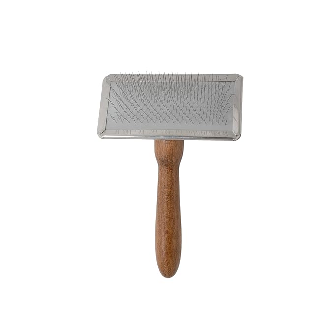 Tauro Pro Line Wooden Dog Brush for Shedding - Long & Short Hair Deshedding & Detangling Brown Slicker Brush for Dog & Cat Grooming - Flexible Cushion & Lightweight, Ideal for All Coat Types, S