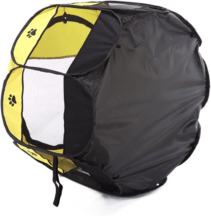 Portable Pet Playpen, 28.3" Foldable Dog Playpen for Dogie Kitten Rabbit, Exercise Playpen Tent Indoor/Outdoor Use (Yellow)