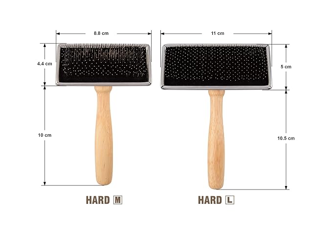 Wooden Slicker Brush - Stainless Steel Hard Pins for Grooming Short-Haired Pets (Size M)