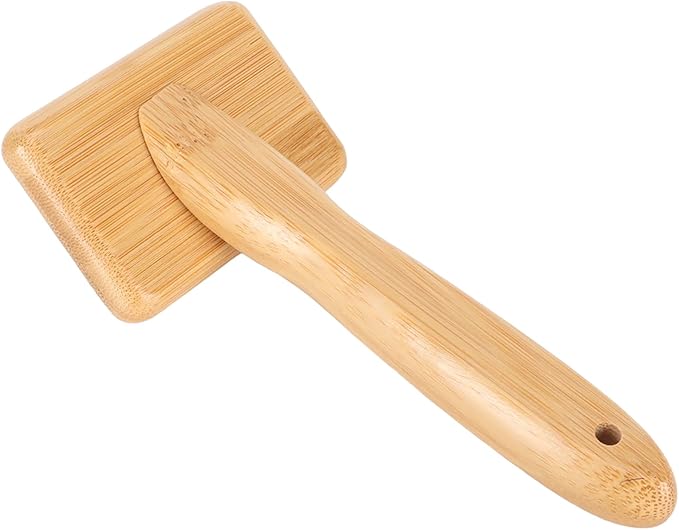Fockety Sheepskin Wool Brush, Macrame Slicker Comb Pet Slicker Brush with Wood Handle, Removing Shedding and Dirt, All Hair Types, Cats, Dogs, Fabric Care Enthusiasts, All Ages