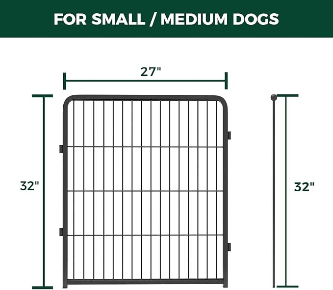 FXW Homeplus Dog Playpen for Indoor Use - Stress-Free and Safe Play, Heavy Duty 32 Inch 4 Panels Dog Pen for Puppies, Small and Medium Dogs, Black│Patented