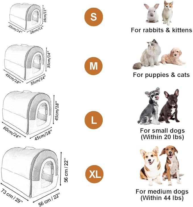 ANPPEX Small Igloo Dog House Indoor,M Size Dog Cave for Small Dogs and Cats,2-in-1 Washable Covered Dog Bed,Brown