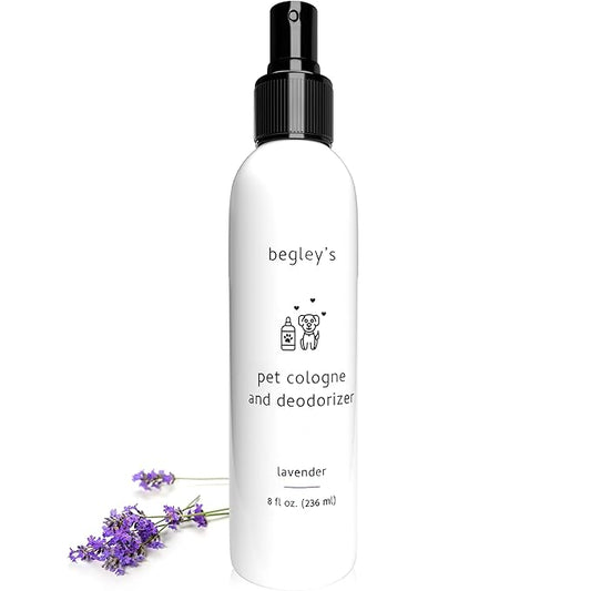 Begley's Pet Cologne and Deodorizer - Premium Essential Oil Dog Perfume Spray Long Lasting and Pet Odor Eliminator - Cat Perfume and Dog Cologne Spray - Lavender - 8 oz