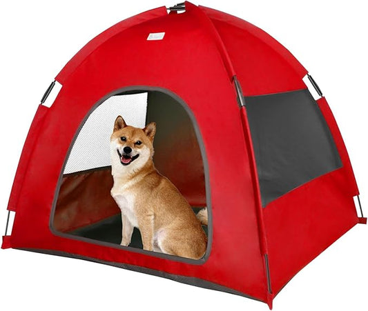 Red, Large Cat & Dog Waterproof Tent House - Washable Indoor/Outdoor Bed, Cave Nest for Small Pets