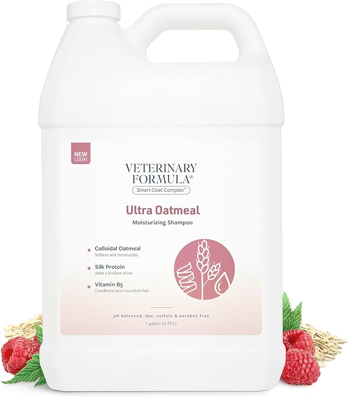 Veterinary Formula Smart Coat Complex Ultra Oatmeal Moisturizing Shampoo for Dogs, 128 Fl oz / 1 Gallon – Moisture-Rich, Nourishing – Leaves Coat Clean, Soft, Silky, Shiny – Long-Lasting Fragrance