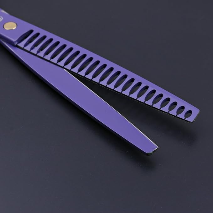 Purple Dragon 8.0 inch Professional Dog Grooming Hair Cutting Scissor &Curved Scissor&Chunker Shear Kit with Bag - for Pet Groomer or Family DIY Pet Use