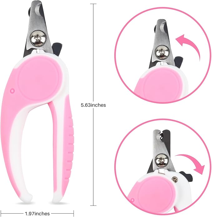 Pet Nail Clippers, Dog Nail Trimmers with Safety Guard to Avoid Excessive Cutting Nails, Dog Grooming Clippers has a Variety of Colors Suitable for Dogs, Cats and Other Pets(Pink)