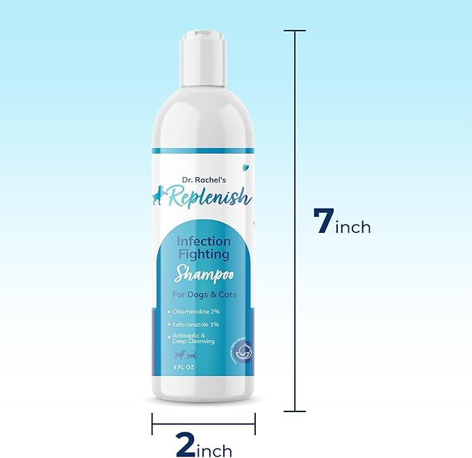 Replenish Anti Itch Dog Shampoo with Ketoconazole and Chlorhexidine for Dog Skin Irritation Treatment & Itchy Skin Relief - Dr. Rachelβs Veterinary Formula Dog Shampoo with Cucumber Melon Scent - 8 oz