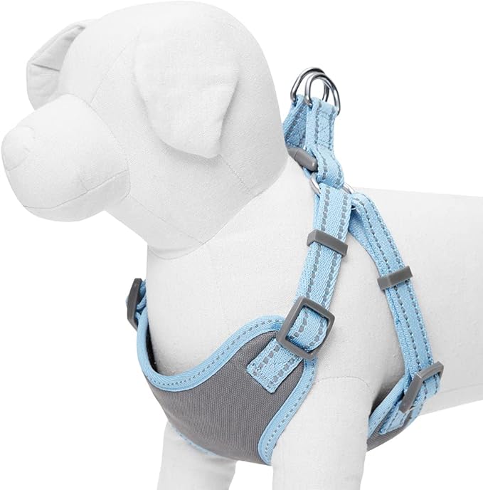 Blueberry Pet Essentials Pastel Color Reflective Dog Harness Vest, Chest Girth 29" - 38.5", Baby Blue, Large, Adjustable Harnesses for Dogs