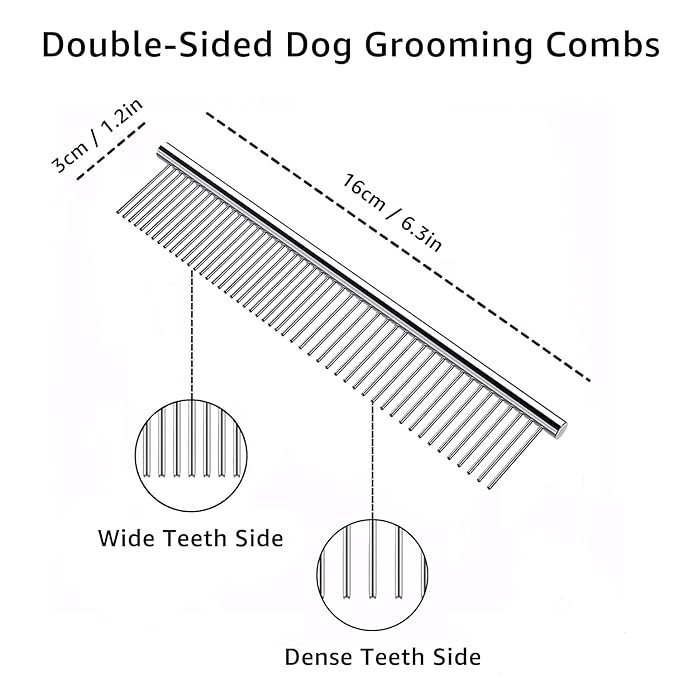 YINGFAN Pet Grooming Combo, Double-Sided Dematting Deshedding Undercoat Rake for Dogs and Cats, Dog Combs for Grooming Matting (Black)