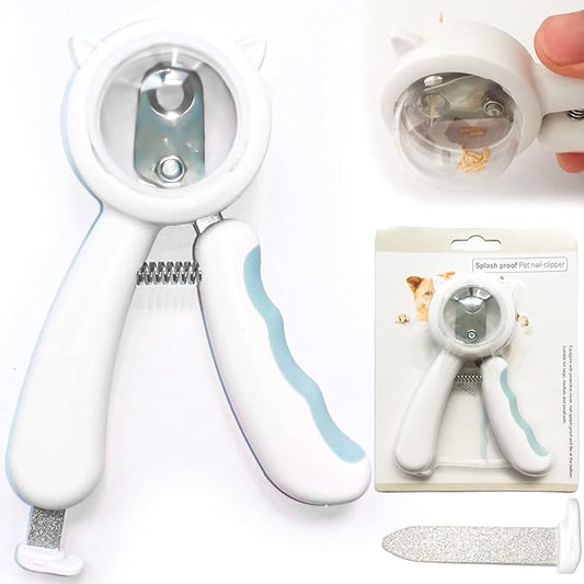 Pet Nail Clippers, Avoid Nails Flying Everywhere, Transparent Nail Storage Compartment Design, Independent Storage Files, Stainless Steel Pet Nail Clippers (Blue)