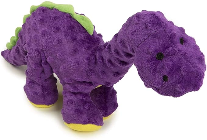 goDog Dinos Bruto Squeaky Plush Dog Toy, Chew Guard Technology - Purple, Large