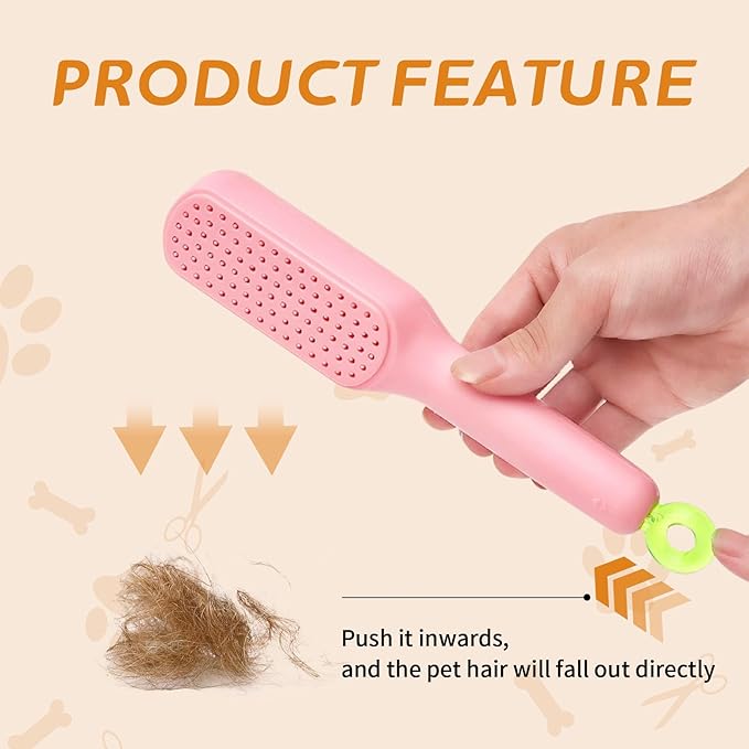 Retractable Pet Brush-8.7in. Soft - Bristled For Gentle Hair Removal On Small Dogs (Yorkies, Shih Tzus, Maltipoos), Pink