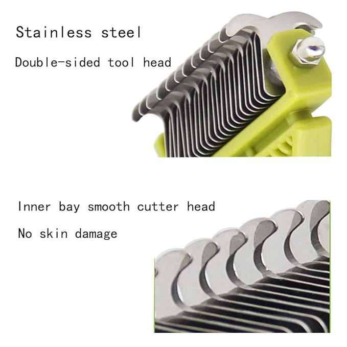 Pet Dematting Comb - 2 Sided Undercoat Rake for Cats & Dogs - Safe Grooming Tool for Easy Mats & Tangles Removing - Medium and Long Haired Cats Dogs Brush for Shedding. (Green)