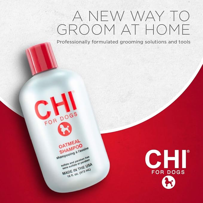 CHI For Dogs Oatmeal Shampoo for Dogs, 16 oz Best Oatmeal Dog Shampoo for Dogs with Dry Skin Sulfate & Paraben Free, pH Balanced for Dogs, Made In the USA