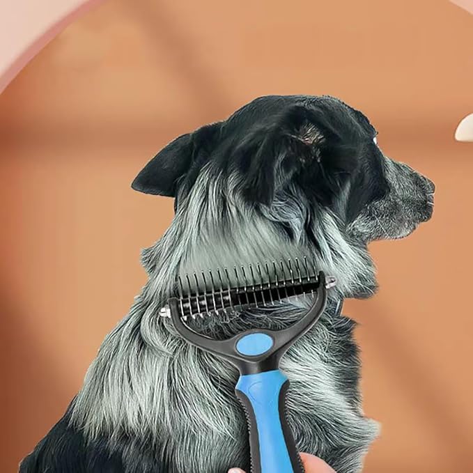 Pet Dematting Tool 2 Pack Double Sided Undercoat Rake & Dematting Comb for Cats and Dogs for Detangling Matted or Knotted Undercoat Hair (Gray & Black, Large)