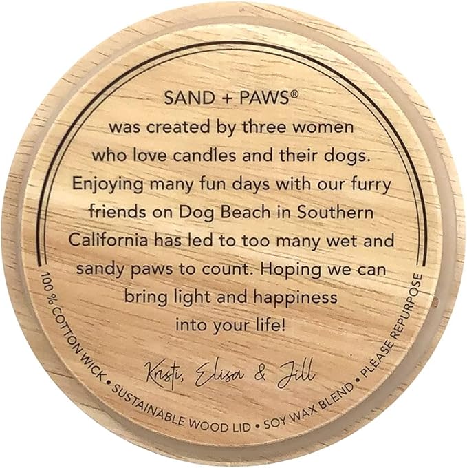 Sand + Paws Scented Candle - Ocean & Sea Salt - Additional Scents and Sizes –Luxurious Air Freshening Jar Candles Neutralize pet Odors and Enhance Home décor – 100% Cotton Lead-Free Wicks - 12 oz
