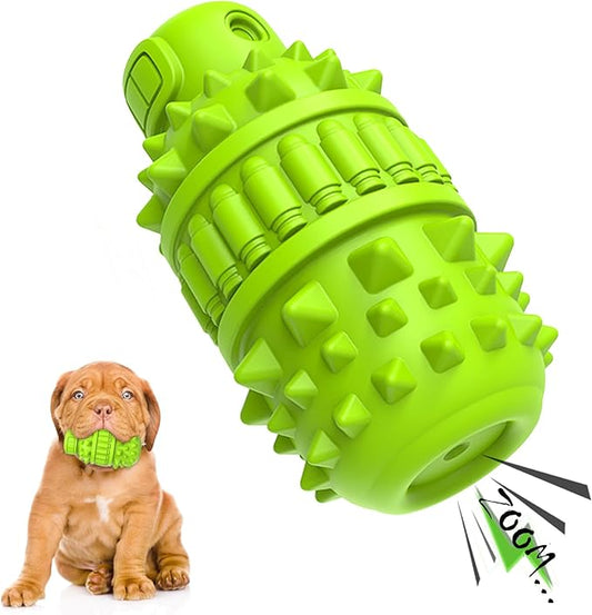 PIFFZEDO Dog Toys for Aggressive Chewers Tough Dog Squeaky Toys for Small Medium Breed Interactive Durable Natural Rubber Dog Chew Toys Dog Birthday Toy Dog Toothbrush(Green,Small)