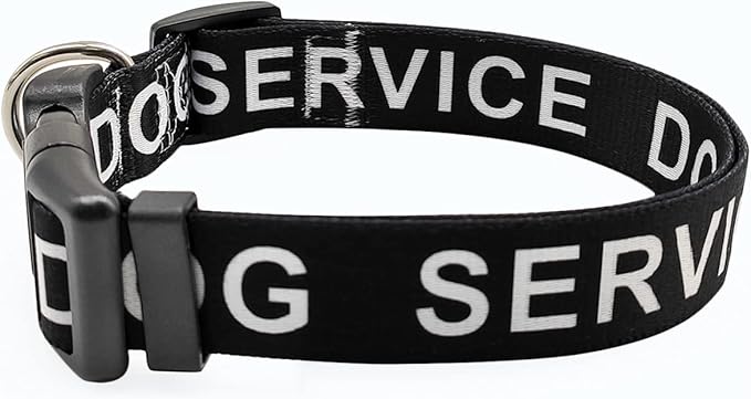 MayPaw Service Dog Collar, 1” and 1.5” Wide Dog Collar Strong Nylon Medium Large Extra-Large Dog Collar (Neck Fit 14-22",1" Wide, Black)