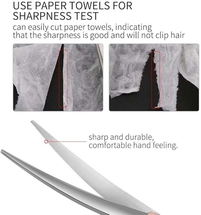 Fenice Peak Professional Curved Dog Grooming Scissors 7'' Rose Gold 440C Stainless Steel Pet Cutting Shears Safety Trimming Shearing for Dogs Cats