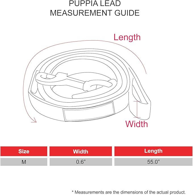 Puppia Festive Dog Leash Checkered Pattern for Small and Medium Dog, Red, Medium