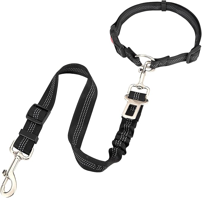Dog Seat Belt,5-in-1 Multi-Functional Headrest Dog Seat Belt,Dog Car Seatbelt Headrest Restraint Adjustable,Elastic Bungee Dog Vehicle Seatbelt Harness,Pet Dog Seat Belt with Clip Hook & Buckle