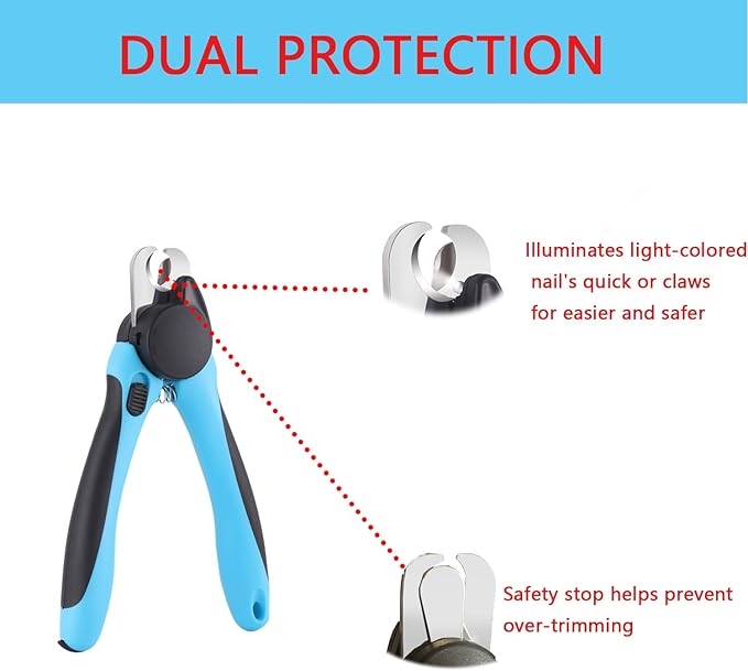 WIGERLON Dog Nail Clippers with Light,Pet Nail Clippers for Large Dog or cat,Dog Nail Trimmers with Quick Sensor Light, Blue