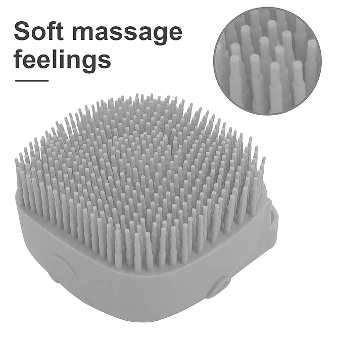 NICESHOP Dog Cat Bath Brush Comb Silicone Rubber Dog Grooming Brush Silicone Puppy Massage Brush Hair Fur Grooming Cleaning Brush Soft Shampoo Dispenser (GRAY)