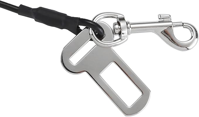 No-Chew Dog Seat Belt, Stainless Steel Cable Pet Car Seatbelt Safety Restraint Tether Puppy Vehicle Seat Belt with Buckle Latch(16 inch)