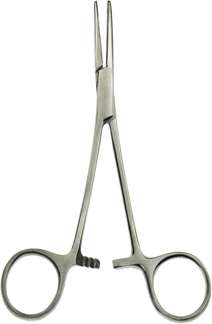 Professional Stainless Steel Pets Dogs Cats Hemostat Forceps Scissors Ear Hair Clamp Pulling Shears Plier Pet Dog Trimmer Accessories Straight Curved Silver 5.5 Inch (Straight)