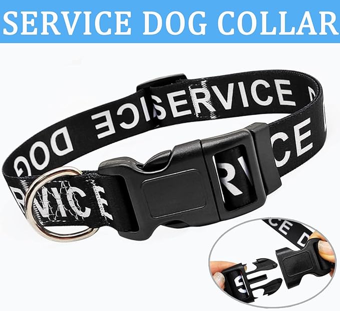 MayPaw Service Dog Collar, 1” and 1.5” Wide Dog Collar Strong Nylon Medium Large Extra-Large Dog Collar (Neck Fit 14-22",1" Wide, Black)