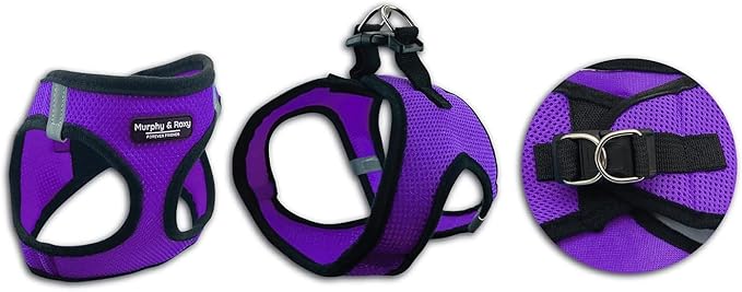 Murphy & Roxy No Pull Dog Harness for Extra Small Dogs - Heavy Duty Dog Harness with Reflective Trim - Adjustable Dog Vest Harness for Walking - Comfortable Dog Accessories for Dogs - Purple, Size XS