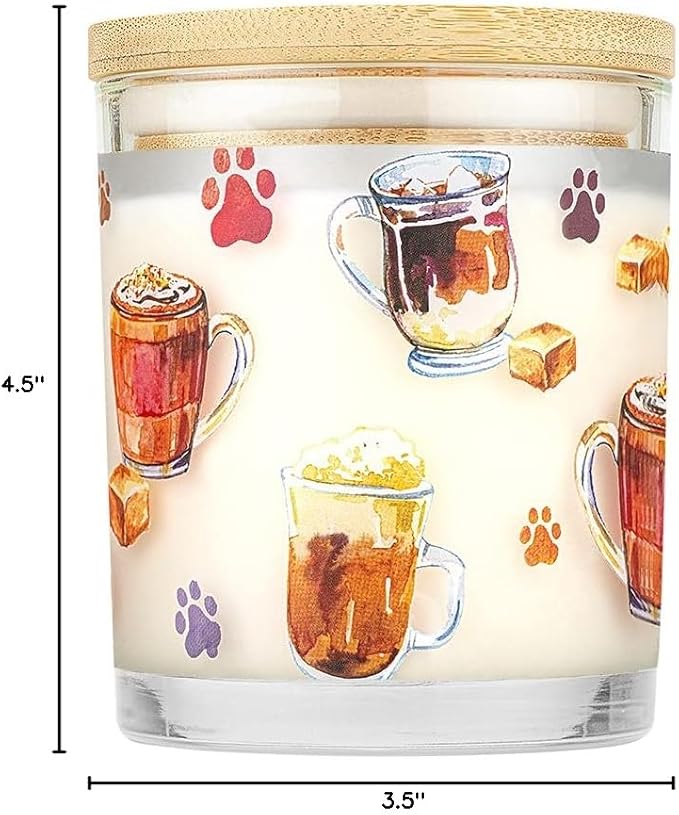 One Fur All Pet House Candle Plant-Based/Soy Candle - Clean Burning Scented Candles, Long Lasting Pet Odor Candle for Home - Caramel Latte