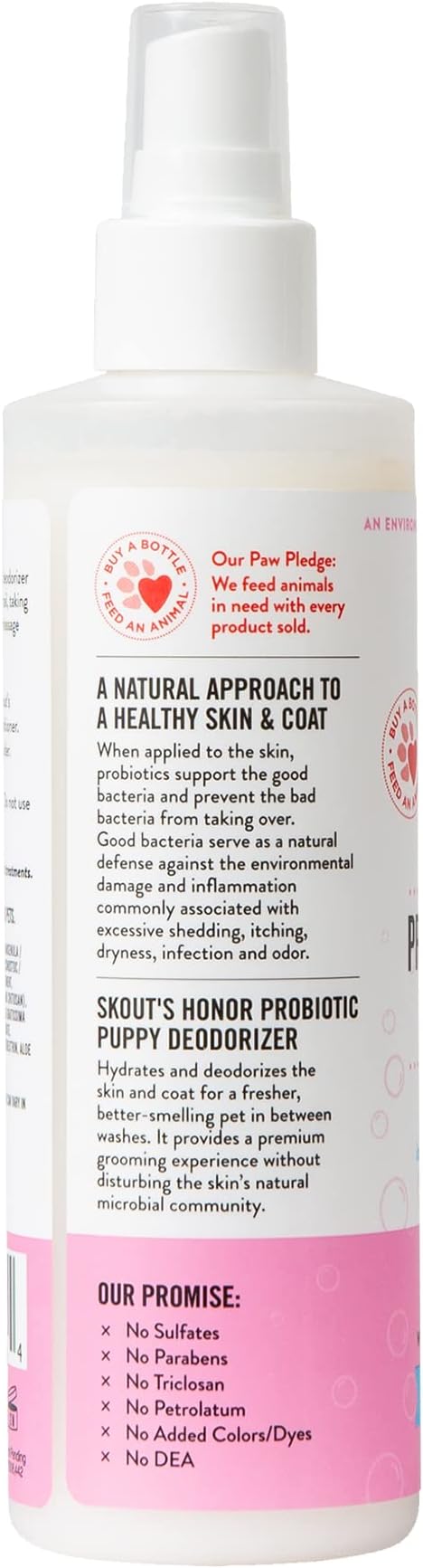 SKOUT'S HONOR Pet Deodorizer Spray- Hydrating Daily-Use with Avocado Oil & Omega-3s, Paraben & Sulfate-Free, 97% Natural, 8oz, Happy Puppy