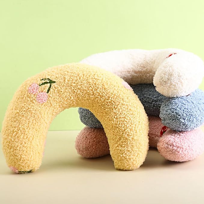 Pet Small Pillows for Small Dogs Cat U-Shaped Puppy Neck Pillow for Indoor Improve Relief Sleeping Machine Washable (Yellow)