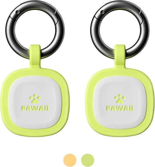Pawaii Fluorescent QR Code Pet ID Tag, Glow in The Dark Durable Silent Silicone Pet ID Tag, Scan QR Receive Instant Pet Location Alert Email, Designs for Cat or Dog, 1Pack (Green)
