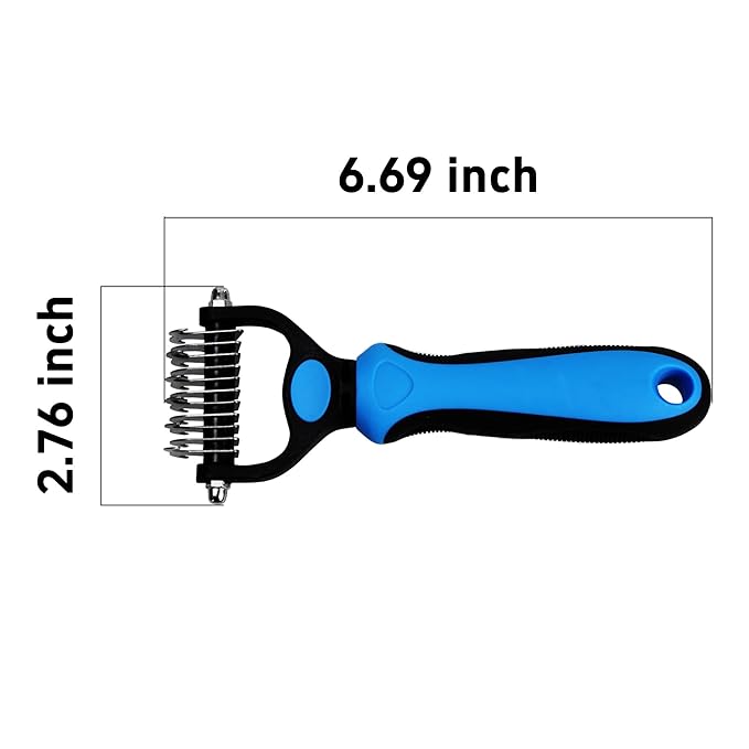 Stainless Steel Pet Dematting Comb Double-sided Shedding Comb for Dogs and Cats, Pack of Black and Blue, Sold Individually