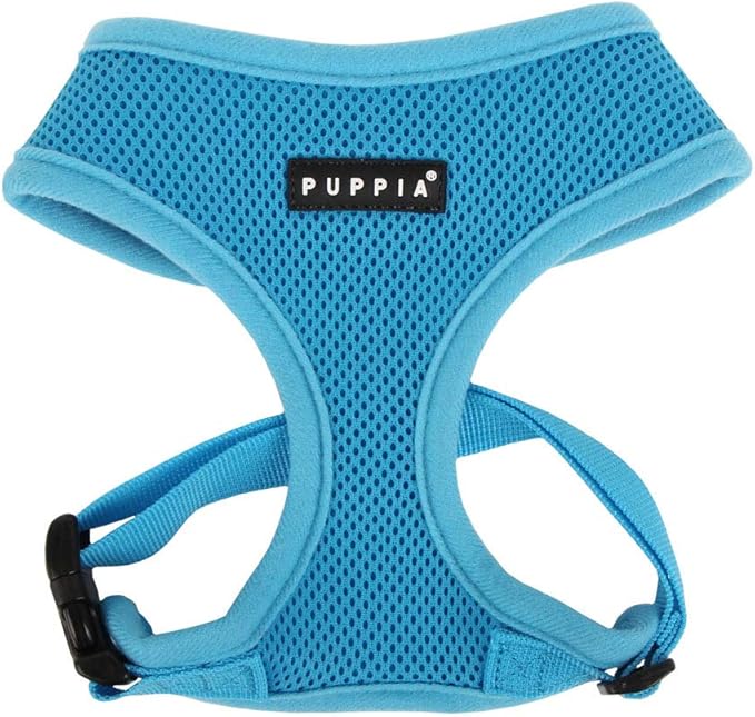 Puppia Soft Dog Harness No Choke Over-The-Head Triple Layered Breathable Mesh Adjustable Chest Belt and Quick-Release Buckle, Sky Blue, XX-Large