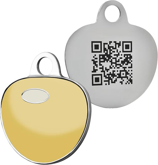 Premium QR Code Dog Tag - Smart Pet ID Tags for Dogs - Scan Dog ID Tag for Instant Location Alert & Modifiable Pet Profile - Dog Tags Personalized for Pets with Dog Training App (Yellow)