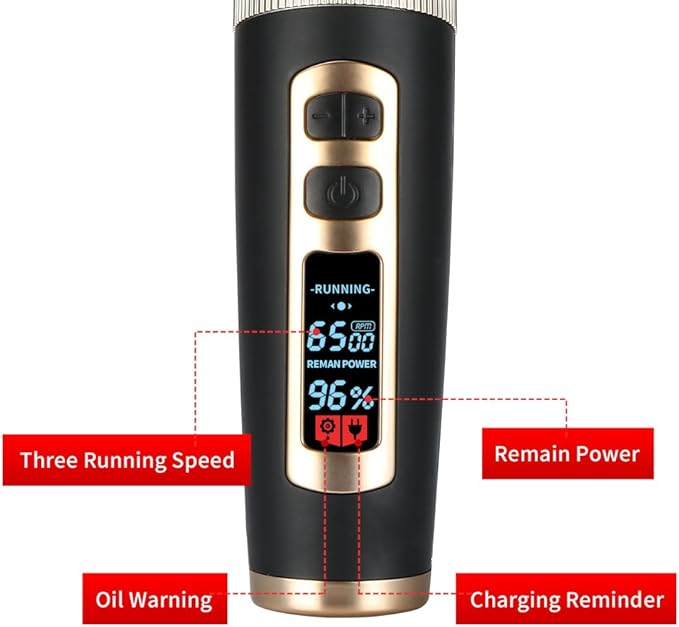 Otstar Professional Dog Grooming kit, 3 Speed Rechargeable Cordless Dog Clippers Low Noise Low Vibration, LED Screen Indicate Power/Lubricating/Cleaning