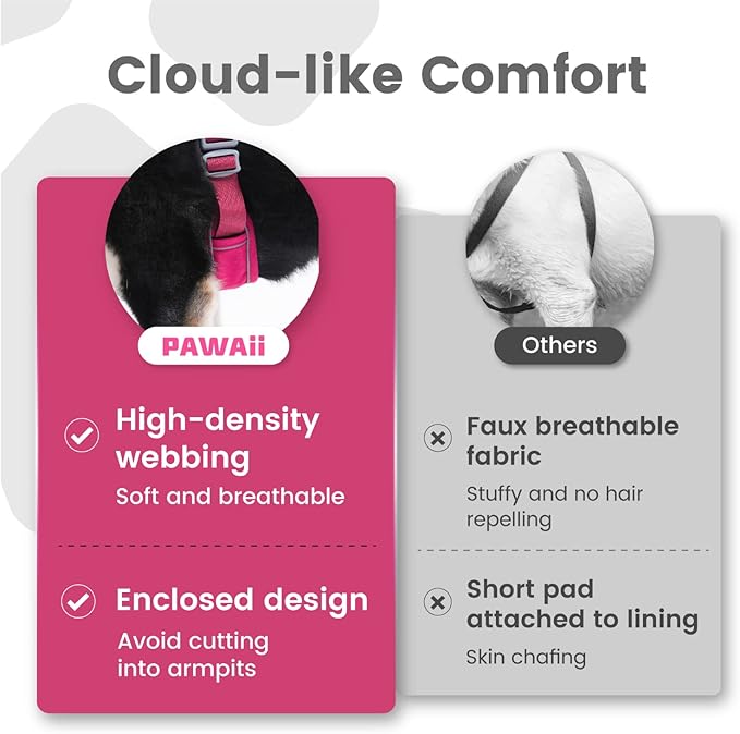 Pawaii Dog Harness for Small Dogs, Dog Harness with Pet ID Tag, No Choke Dog Harness, Adjustable Soft Padded Pet Vest with Easy Control Handle