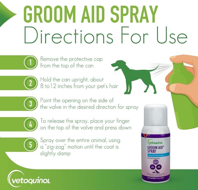 Vetoquinol Groom-Aid Detangler & Deodorizer Spray for Dogs & Cats, 7oz