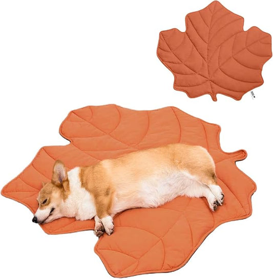 Dog Blanket Mat for Dogs Cats, 40×46" Leaf Design Pet Blankets Cover Machine Washable Double-Sided for Bed Couch Sofa Floors Furniture Protection, Maple Red