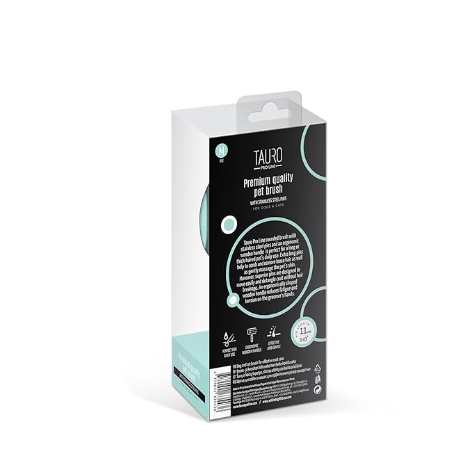 TAURO PRO LINE - Slicker Brush Round | Premium brush for dogs and cats with soft, flexible cushion ergonomic design. | Included: 1x grooming brush in Mint, Dimensions: Round, 3,5 x 7,4 in