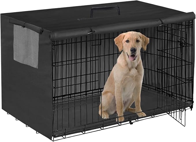 36 Inch Wire Dog Crate Cover,Durable Windproof Privacy Polyester Pet Kennel Covers,Breathable Blackout Cover for 1/2/3 Door Dog Cage. (36" L x 23" W x 25" H,Black)